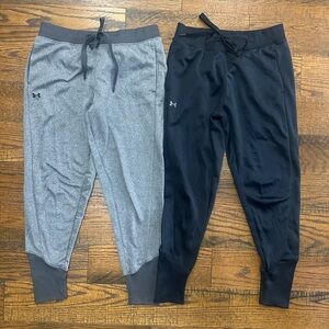 Under Armour Women Loose Fleece Jogger Small S Black Gray Bundle
